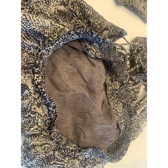 FREE PEOPLE Womens XS Black White Snake Animal Print Long Balloon Sleeve Blouse - Picture 6 of 6